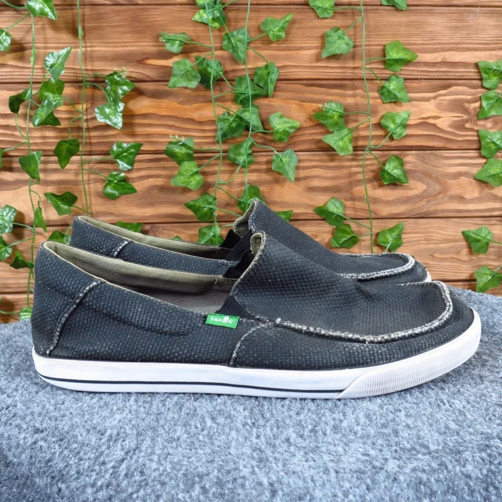 Sanuk Vagabond Mens Slip On Loafers Size 8.5 Casual Sidewalk Surfer Black Canvas